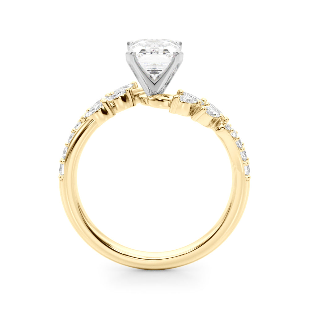 Romantic Diamond Leaf Engagement Ring Round Diamond Engagement Ring in 10K/14K gold and platinum with certified lab-grown or natural diamonds