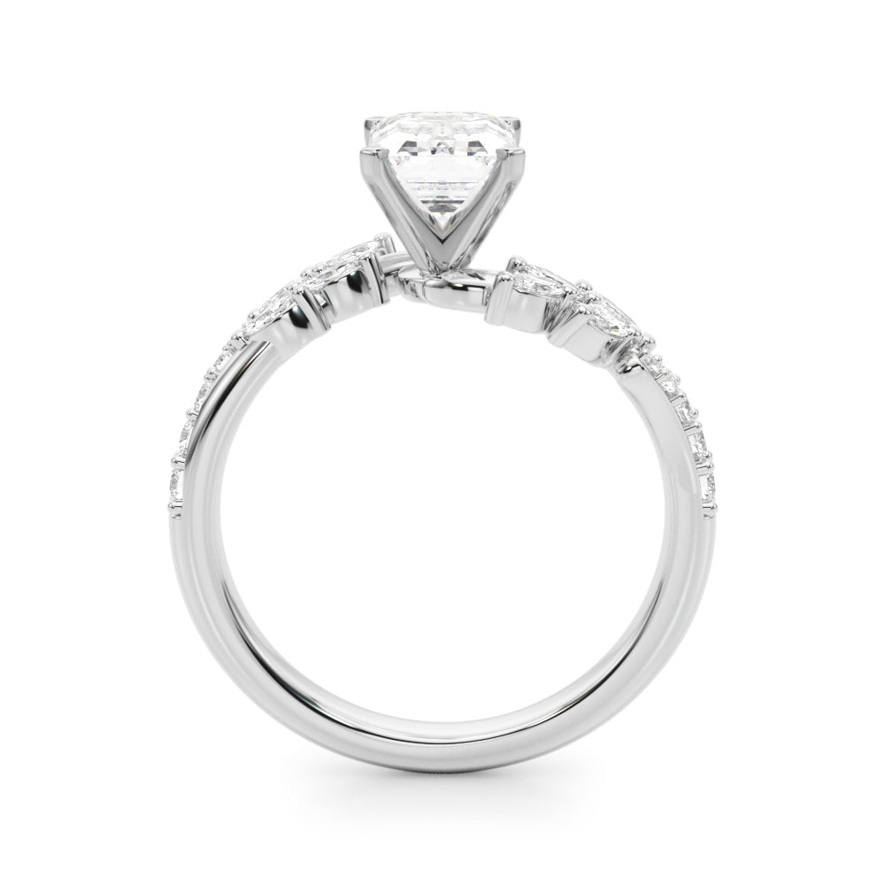 Romantic Diamond Leaf Engagement Ring Round Diamond Engagement Ring in 10K/14K gold and platinum with certified lab-grown or natural diamonds