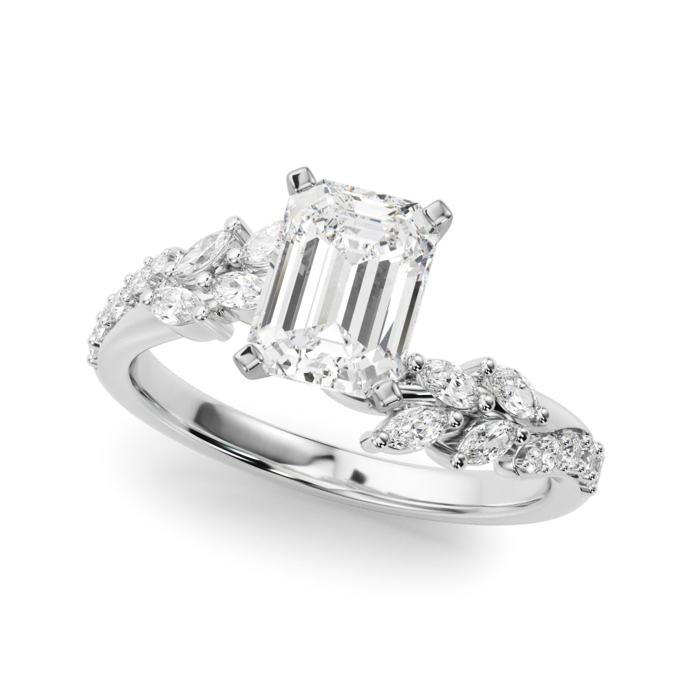 Romantic Diamond Leaf Engagement Ring Round Diamond Engagement Ring in 10K/14K gold and platinum with certified lab-grown or natural diamonds