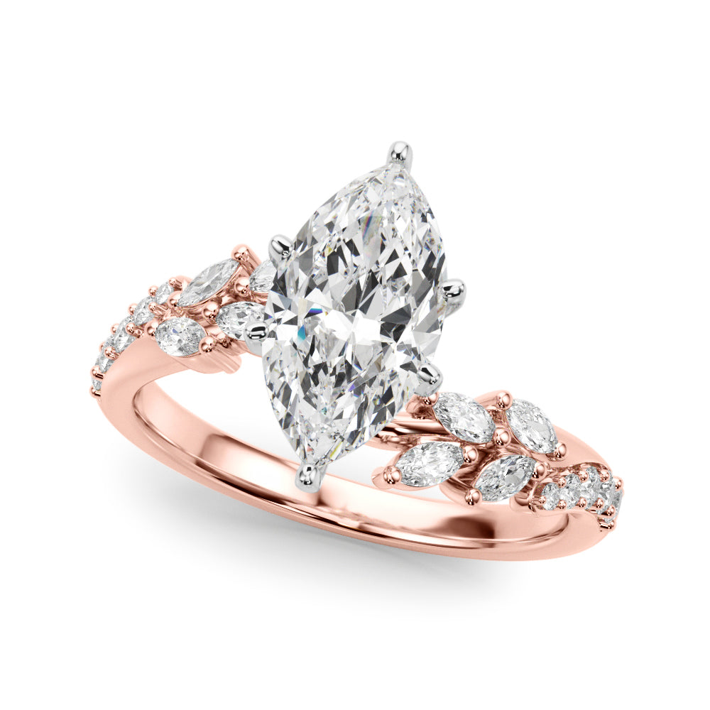 Romantic Diamond Leaf Engagement Ring Round Diamond Engagement Ring in 10K/14K gold and platinum with certified lab-grown or natural diamonds