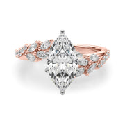 Romantic Diamond Leaf Engagement Ring Round Diamond Engagement Ring in 10K/14K gold and platinum with certified lab-grown or natural diamonds