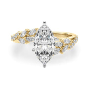 Romantic Diamond Leaf Engagement Ring Round Diamond Engagement Ring in 10K/14K gold and platinum with certified lab-grown or natural diamonds
