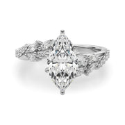 Romantic Diamond Leaf Engagement Ring Round Diamond Engagement Ring in 10K/14K gold and platinum with certified lab-grown or natural diamonds