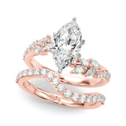 Romantic Diamond Leaf Engagement Ring Round Diamond Engagement Ring in 10K/14K gold and platinum with certified lab-grown or natural diamonds