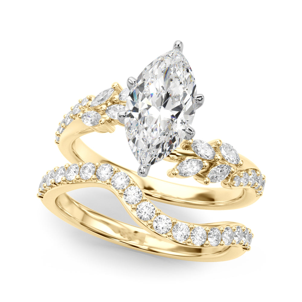 Romantic Diamond Leaf Engagement Ring Round Diamond Engagement Ring in 10K/14K gold and platinum with certified lab-grown or natural diamonds