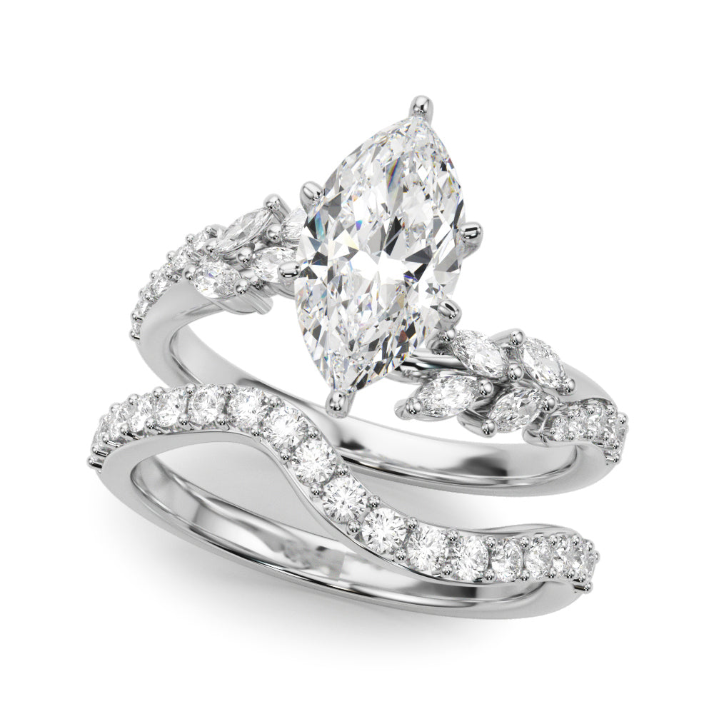 Romantic Diamond Leaf Engagement Ring Round Diamond Engagement Ring in 10K/14K gold and platinum with certified lab-grown or natural diamonds