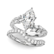 Romantic Diamond Leaf Engagement Ring Round Diamond Engagement Ring in 10K/14K gold and platinum with certified lab-grown or natural diamonds
