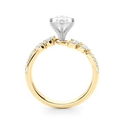 Romantic Diamond Leaf Engagement Ring Round Diamond Engagement Ring in 10K/14K gold and platinum with certified lab-grown or natural diamonds