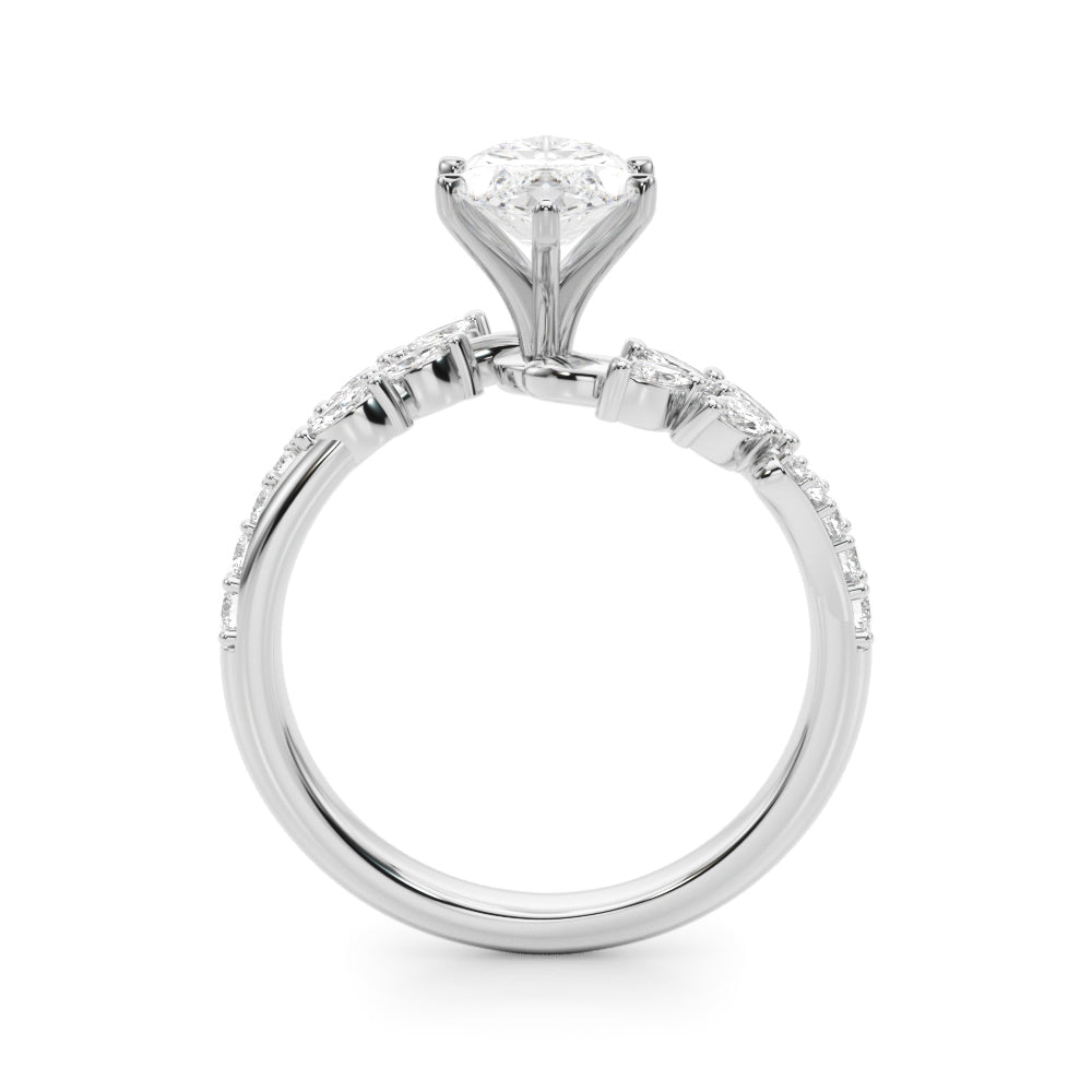 Romantic Diamond Leaf Engagement Ring Round Diamond Engagement Ring in 10K/14K gold and platinum with certified lab-grown or natural diamonds