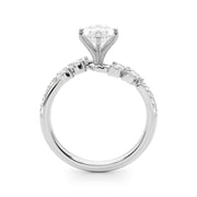 Romantic Diamond Leaf Engagement Ring Round Diamond Engagement Ring in 10K/14K gold and platinum with certified lab-grown or natural diamonds