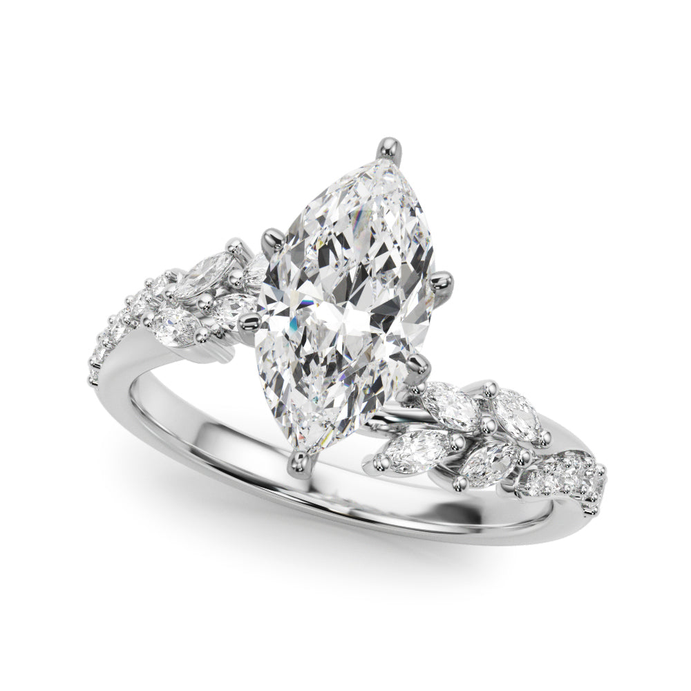 Romantic Diamond Leaf Engagement Ring Round Diamond Engagement Ring in 10K/14K gold and platinum with certified lab-grown or natural diamonds