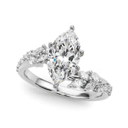 Romantic Diamond Leaf Engagement Ring Round Diamond Engagement Ring in 10K/14K gold and platinum with certified lab-grown or natural diamonds