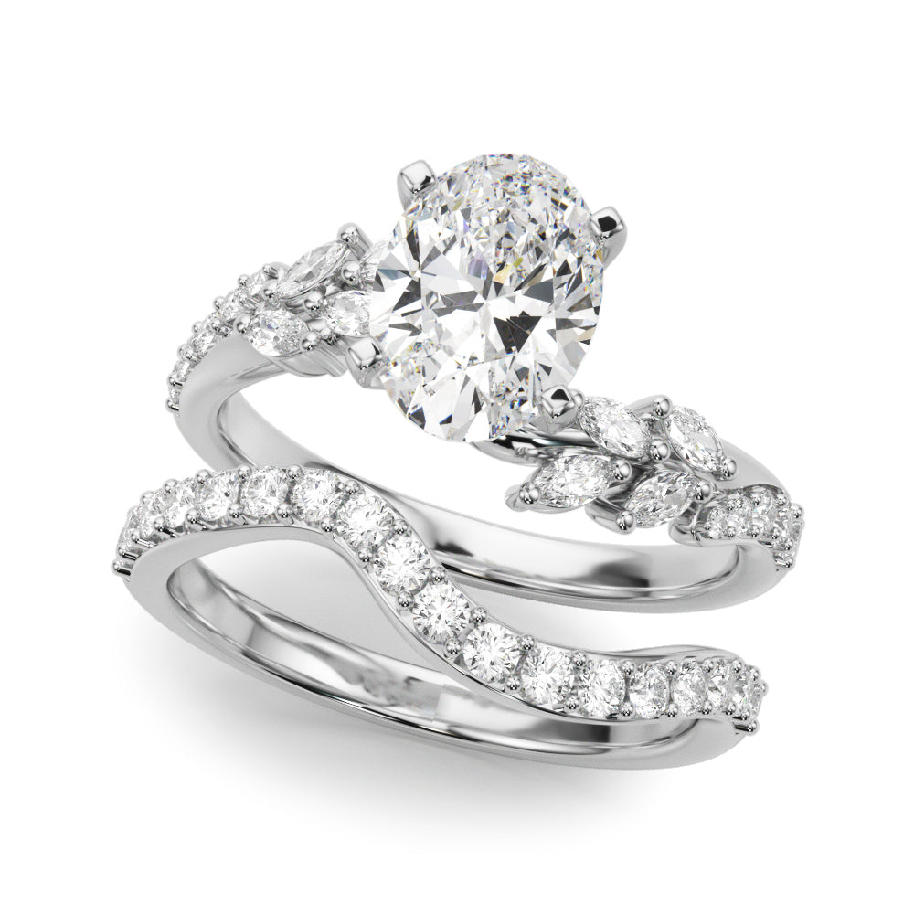 Romantic Diamond Leaf Engagement Ring Round Diamond Engagement Ring in 10K/14K gold and platinum with certified lab-grown or natural diamonds