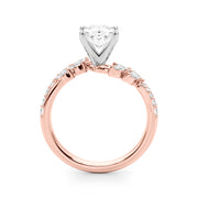 Romantic Diamond Leaf Engagement Ring Round Diamond Engagement Ring in 10K/14K gold and platinum with certified lab-grown or natural diamonds