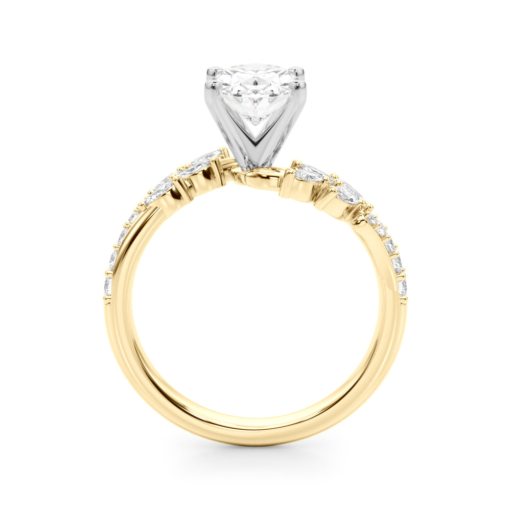 Romantic Diamond Leaf Engagement Ring Round Diamond Engagement Ring in 10K/14K gold and platinum with certified lab-grown or natural diamonds