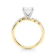 Romantic Diamond Leaf Engagement Ring Round Diamond Engagement Ring in 10K/14K gold and platinum with certified lab-grown or natural diamonds