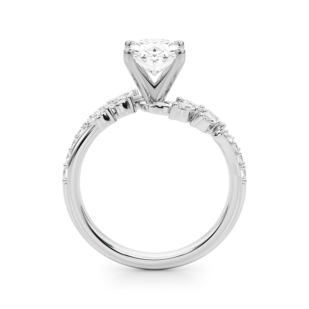 Romantic Diamond Leaf Engagement Ring Round Diamond Engagement Ring in 10K/14K gold and platinum with certified lab-grown or natural diamonds
