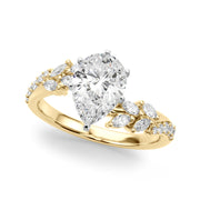 Romantic Diamond Leaf Engagement Ring Round Diamond Engagement Ring in 10K/14K gold and platinum with certified lab-grown or natural diamonds