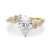 Romantic Diamond Leaf Engagement Ring Round Diamond Engagement Ring in 10K/14K gold and platinum with certified lab-grown or natural diamonds
