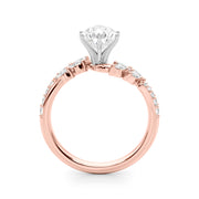 Romantic Diamond Leaf Engagement Ring Round Diamond Engagement Ring in 10K/14K gold and platinum with certified lab-grown or natural diamonds