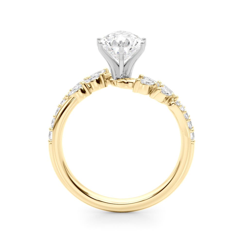 Romantic Diamond Leaf Engagement Ring Round Diamond Engagement Ring in 10K/14K gold and platinum with certified lab-grown or natural diamonds
