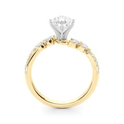 Romantic Diamond Leaf Engagement Ring Round Diamond Engagement Ring in 10K/14K gold and platinum with certified lab-grown or natural diamonds