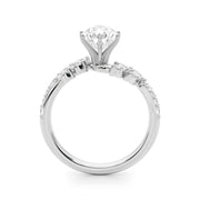 Romantic Diamond Leaf Engagement Ring Round Diamond Engagement Ring in 10K/14K gold and platinum with certified lab-grown or natural diamonds