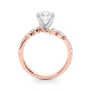 Romantic Diamond Leaf Engagement Ring Round Diamond Engagement Ring in 10K/14K gold and platinum with certified lab-grown or natural diamonds