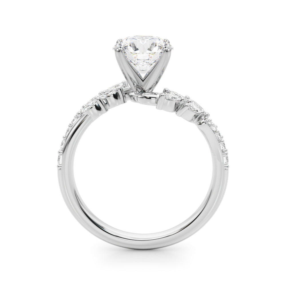 Romantic Diamond Leaf Engagement Ring Round Diamond Engagement Ring in 10K/14K gold and platinum with certified lab-grown or natural diamonds