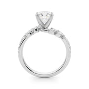 Romantic Diamond Leaf Engagement Ring Round Diamond Engagement Ring in 10K/14K gold and platinum with certified lab-grown or natural diamonds