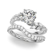 Romantic Diamond Leaf Engagement Ring Round Diamond Engagement Ring in 10K/14K gold and platinum with certified lab-grown or natural diamonds