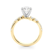 Romantic Diamond Leaf Engagement Ring Round Diamond Engagement Ring in 10K/14K gold and platinum with certified lab-grown or natural diamonds