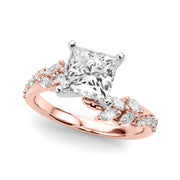 Romantic Diamond Leaf Engagement Ring Round Diamond Engagement Ring in 10K/14K gold and platinum with certified lab-grown or natural diamonds