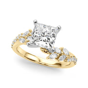 Romantic Diamond Leaf Engagement Ring Round Diamond Engagement Ring in 10K/14K gold and platinum with certified lab-grown or natural diamonds