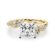 Romantic Diamond Leaf Engagement Ring Round Diamond Engagement Ring in 10K/14K gold and platinum with certified lab-grown or natural diamonds