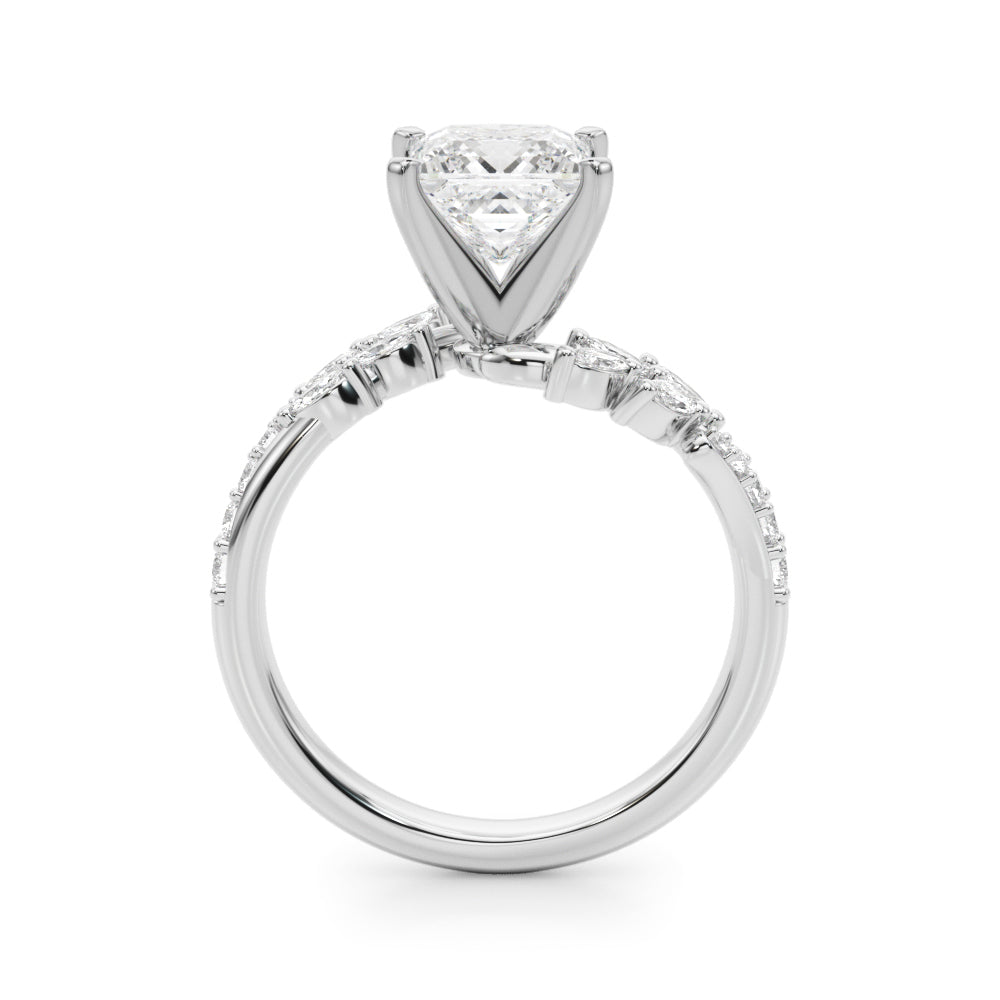 Romantic Diamond Leaf Engagement Ring Round Diamond Engagement Ring in 10K/14K gold and platinum with certified lab-grown or natural diamonds