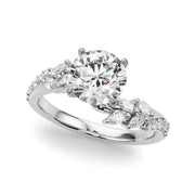 Romantic Diamond Leaf Engagement Ring Round Diamond Engagement Ring in 10K/14K gold and platinum with certified lab-grown or natural diamonds