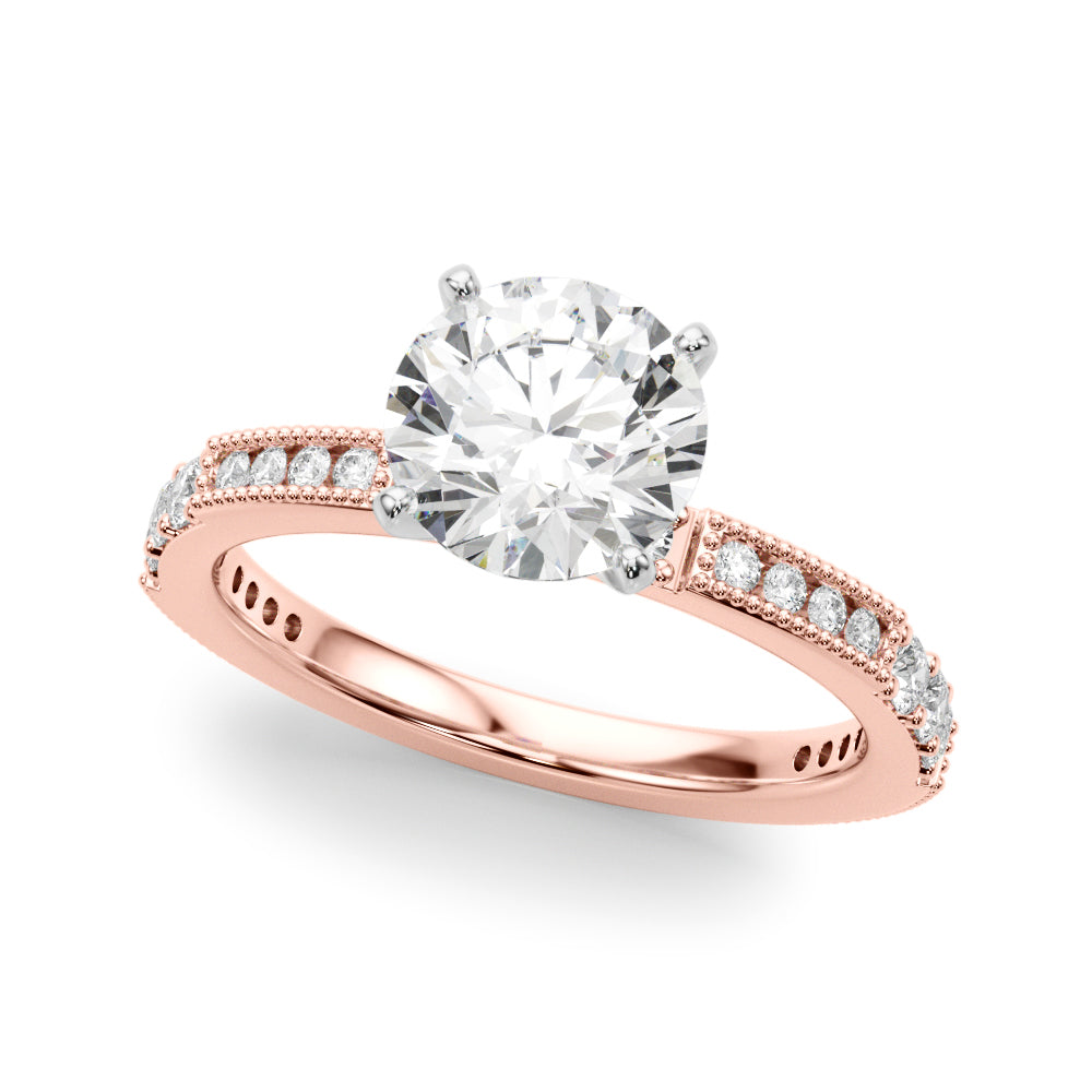 Lustrous Sidestone Round Diamond Engagement Ring in 10K/14K gold and platinum with certified lab-grown or natural diamonds