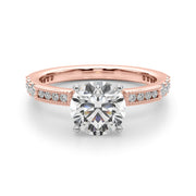 Lustrous Sidestone Round Diamond Engagement Ring in 10K/14K gold and platinum with certified lab-grown or natural diamonds