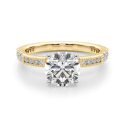 Lustrous Sidestone Round Diamond Engagement Ring in 10K/14K gold and platinum with certified lab-grown or natural diamonds