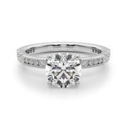 Lustrous Sidestone Round Diamond Engagement Ring in 10K/14K gold and platinum with certified lab-grown or natural diamonds