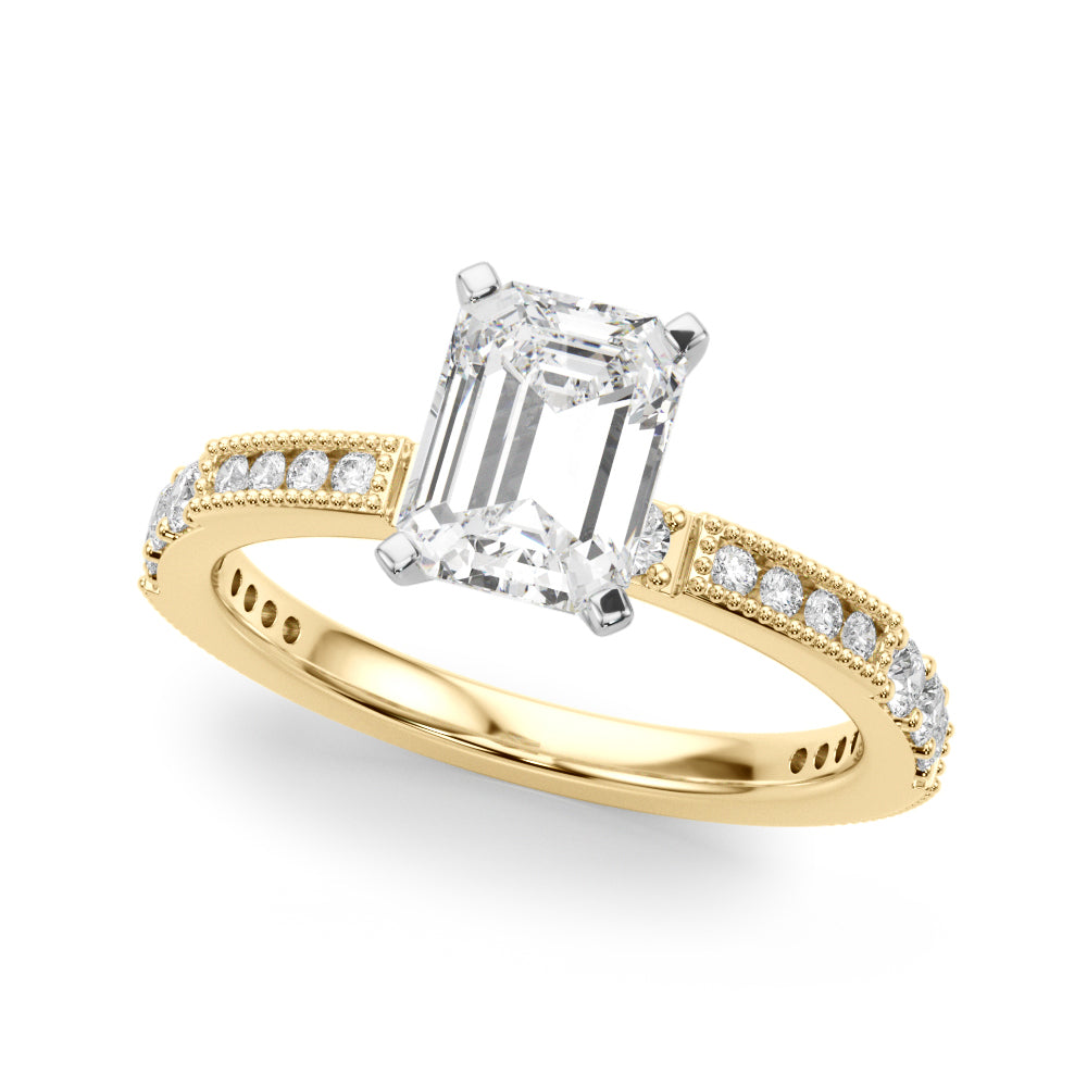 Lustrous Sidestone Round Diamond Engagement Ring in 10K/14K gold and platinum with certified lab-grown or natural diamonds