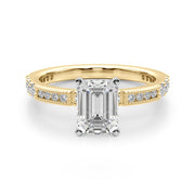 Lustrous Sidestone Round Diamond Engagement Ring in 10K/14K gold and platinum with certified lab-grown or natural diamonds