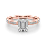 Lustrous Sidestone Round Diamond Engagement Ring in 10K/14K gold and platinum with certified lab-grown or natural diamonds