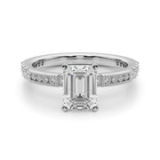 Lustrous Sidestone Round Diamond Engagement Ring in 10K/14K gold and platinum with certified lab-grown or natural diamonds