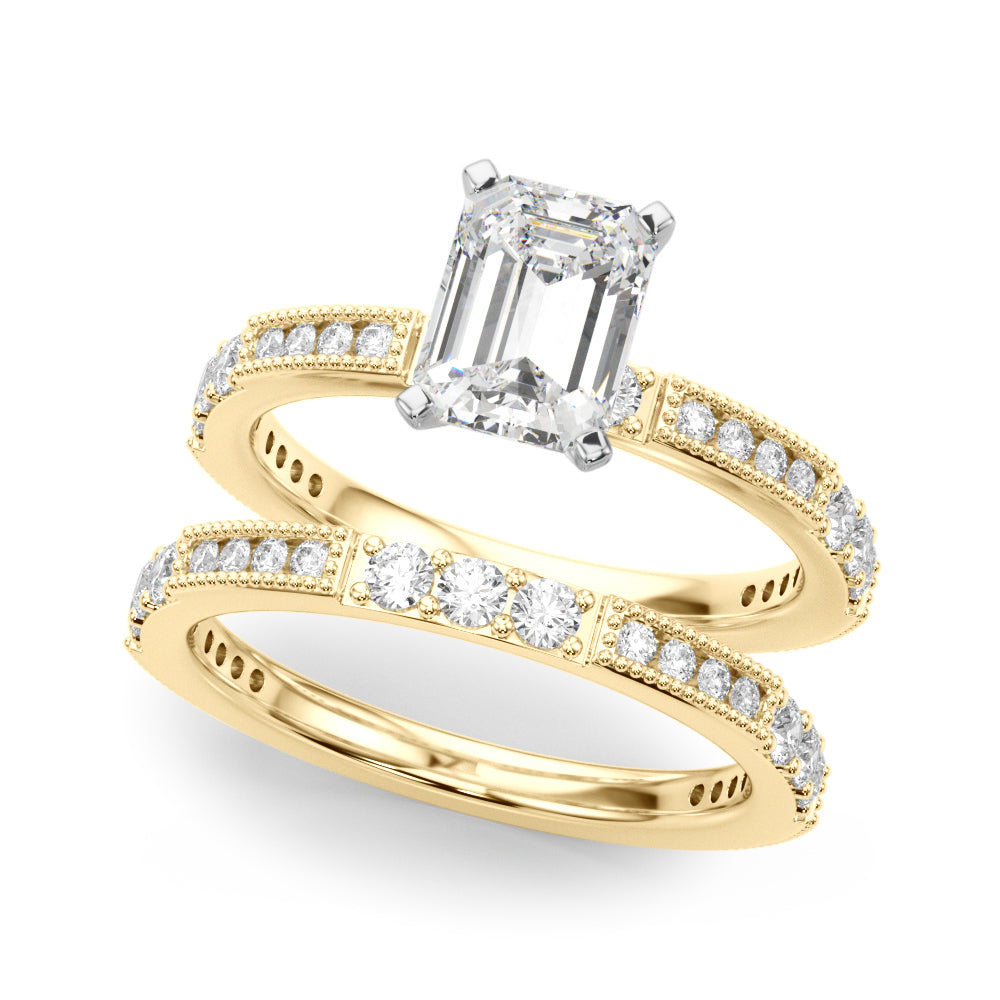 Lustrous Sidestone Round Diamond Engagement Ring in 10K/14K gold and platinum with certified lab-grown or natural diamonds
