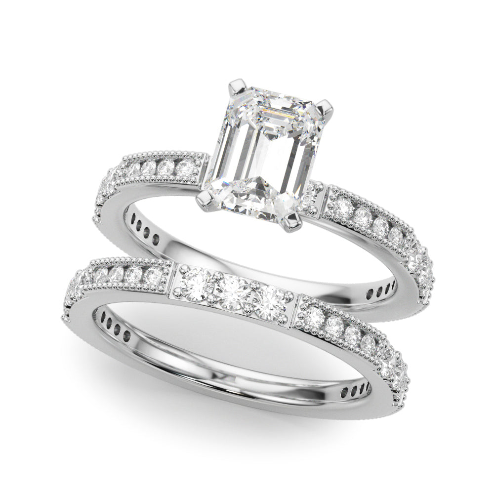 Lustrous Sidestone Round Diamond Engagement Ring in 10K/14K gold and platinum with certified lab-grown or natural diamonds