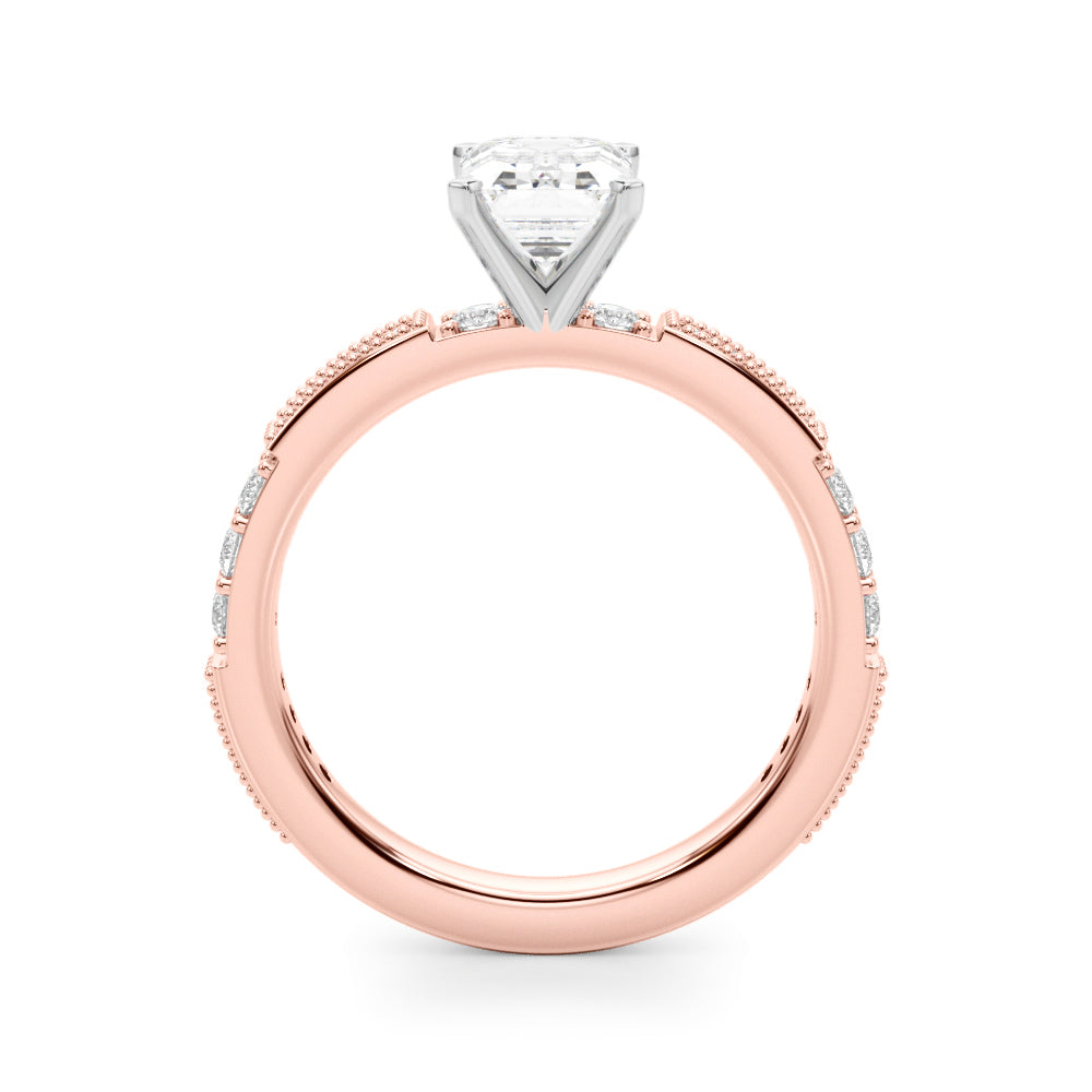 Lustrous Sidestone Round Diamond Engagement Ring in 10K/14K gold and platinum with certified lab-grown or natural diamonds