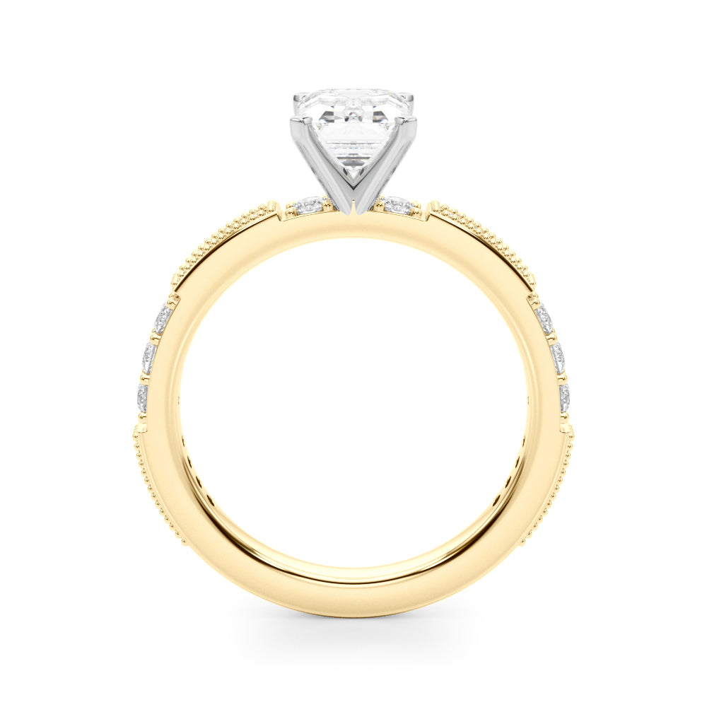 Lustrous Sidestone Round Diamond Engagement Ring in 10K/14K gold and platinum with certified lab-grown or natural diamonds