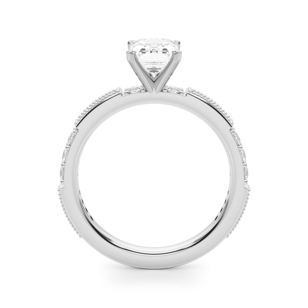 Lustrous Sidestone Round Diamond Engagement Ring in 10K/14K gold and platinum with certified lab-grown or natural diamonds